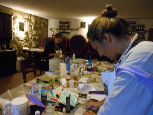 The mad art journalers in the Journaling Palace, Tuscany 2013